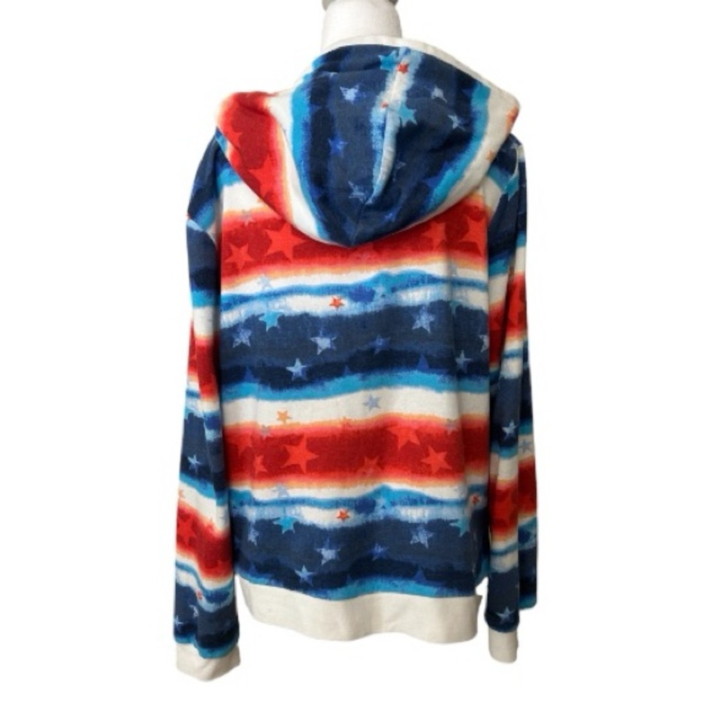 Juicy Couture Red White & Blue Tie-Dye Stars Stripes Full Zip Hoodie Jacket - Picture 6 of 10